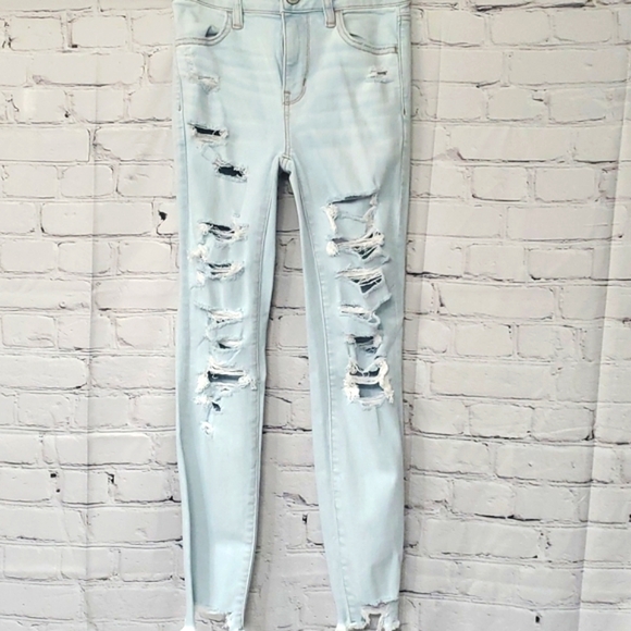 American Eagle Outfitters Denim - Icy blue, hi-rise jegging crop, skinny, size 0